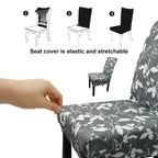 Short Spandex Floral Printed Chair Cover - Grey (Design 3)