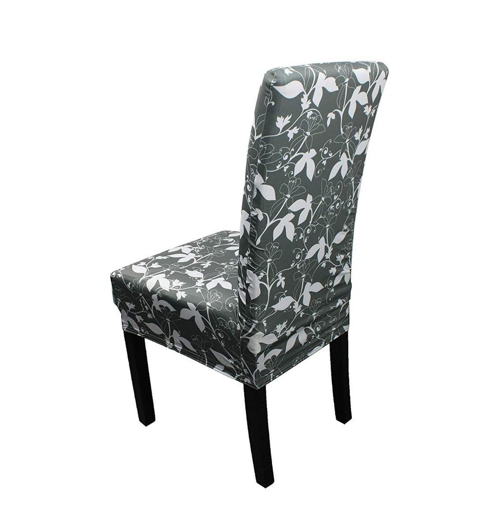 Short Spandex Floral Printed Chair Cover - Grey (Design 3)