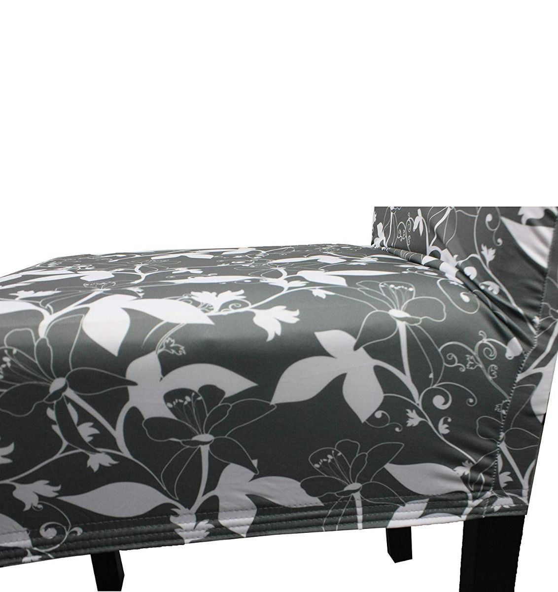 Short Spandex Floral Printed Chair Cover - Grey (Design 3)