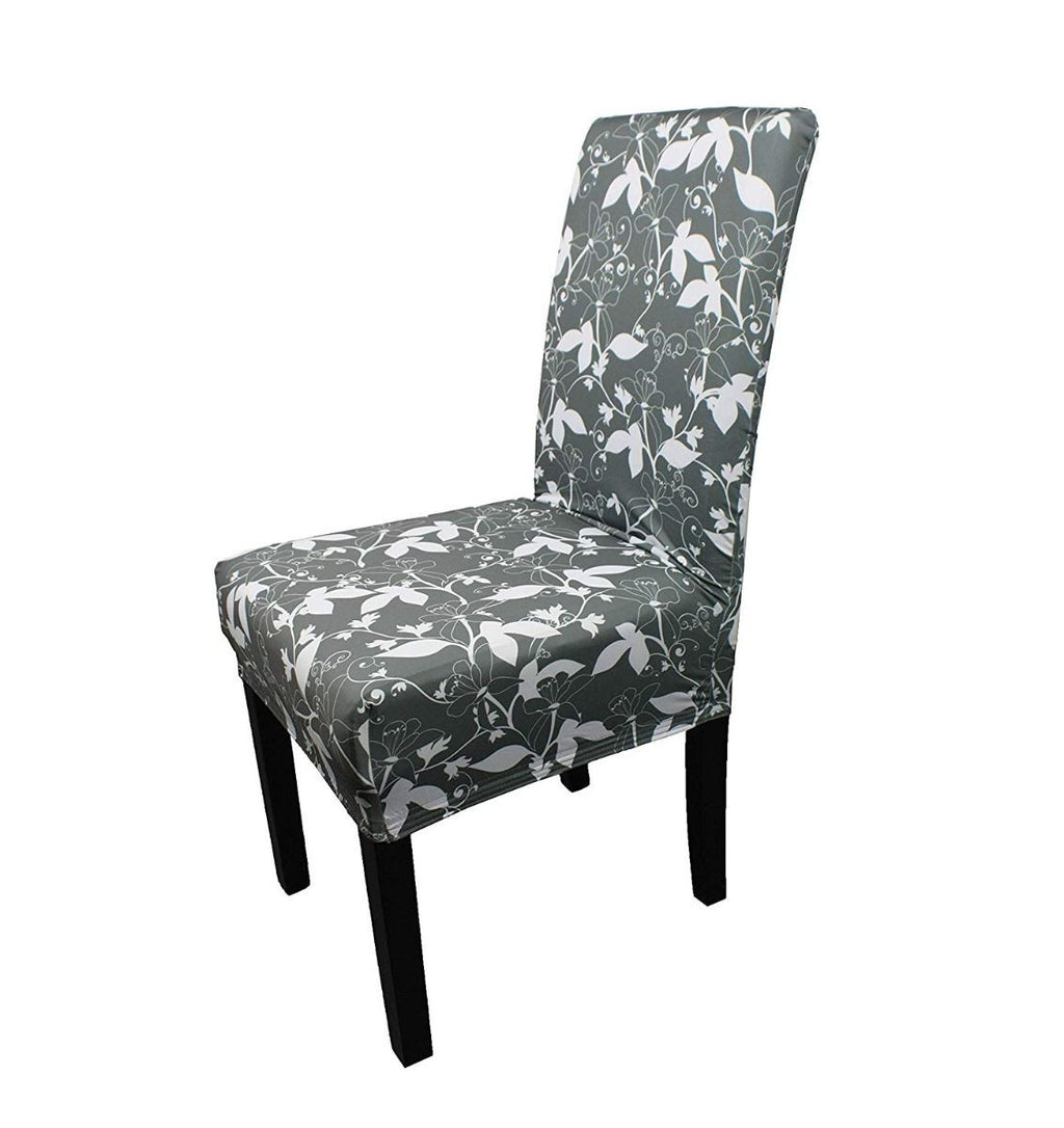 Short Spandex Floral Printed Chair Cover - Grey (Design 3)