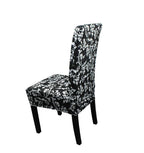 Short Spandex Floral Printed Chair Cover - Black (Design 4)