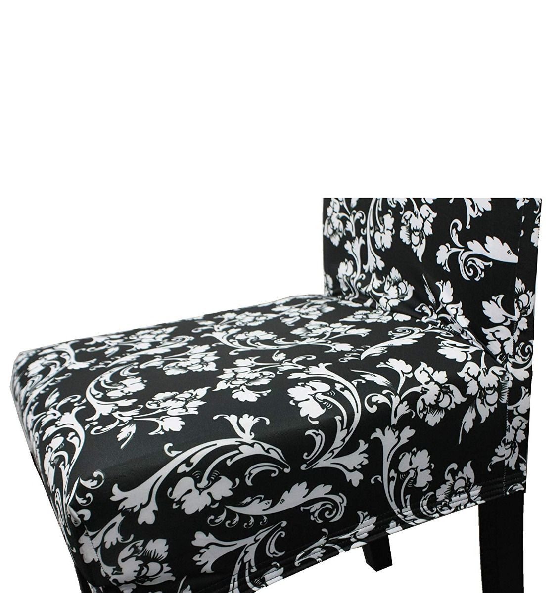 Short Spandex Floral Printed Chair Cover - Black (Design 4)