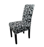 Short Spandex Floral Printed Chair Cover - Black (Design 4)