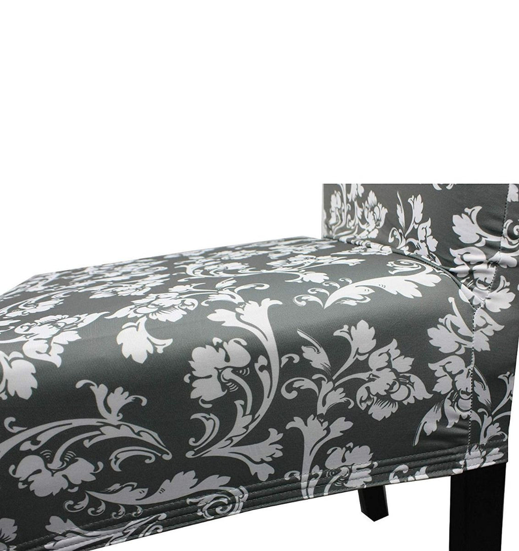 Short Spandex Floral Printed Chair Cover - Grey (Design 4)