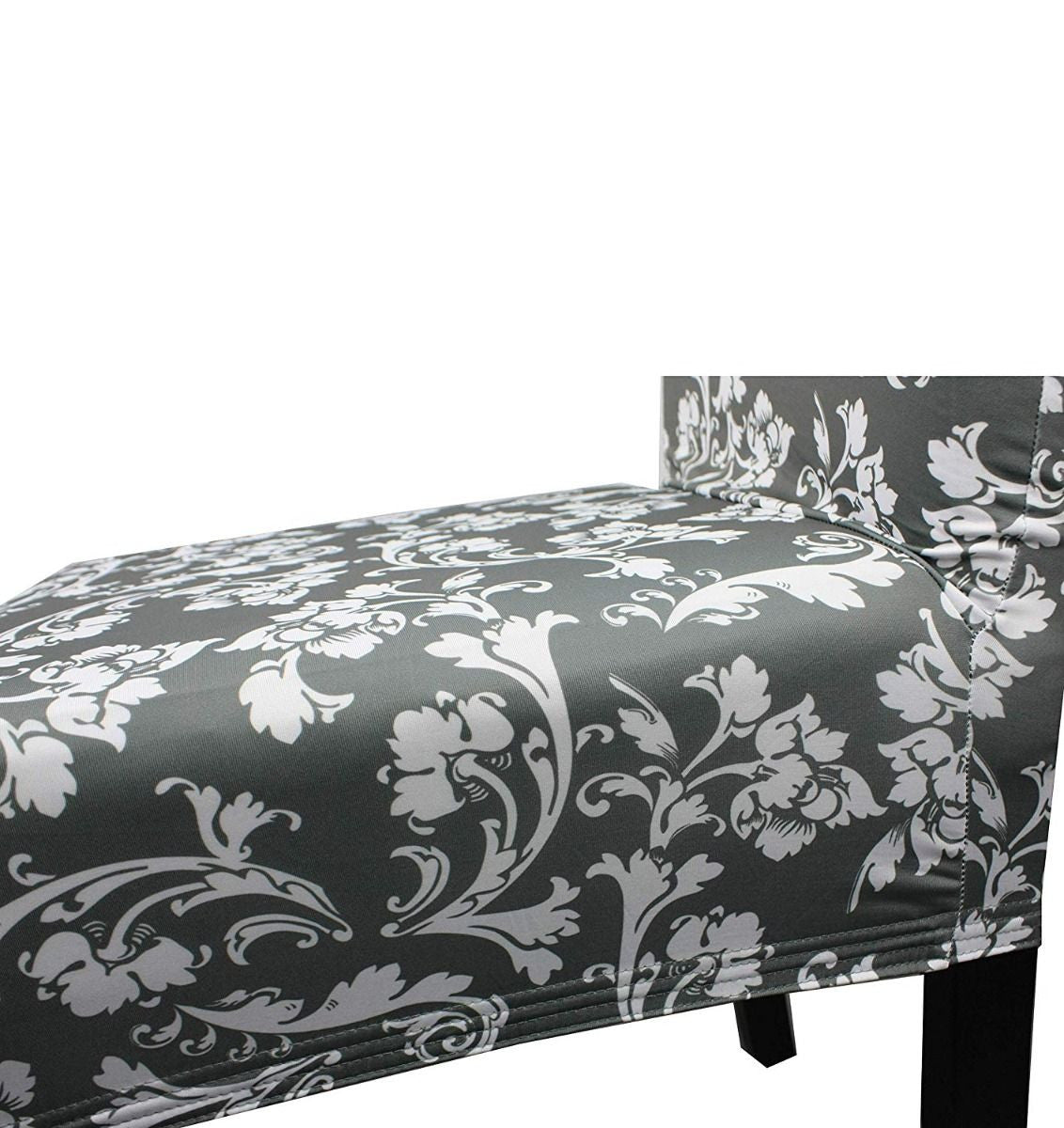 Short Spandex Floral Printed Chair Cover - Grey (Design 4)