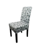 Short Spandex Floral Printed Chair Cover - Grey (Design 4)