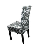 Short Spandex Floral Printed Chair Cover - Grey (Design 5)
