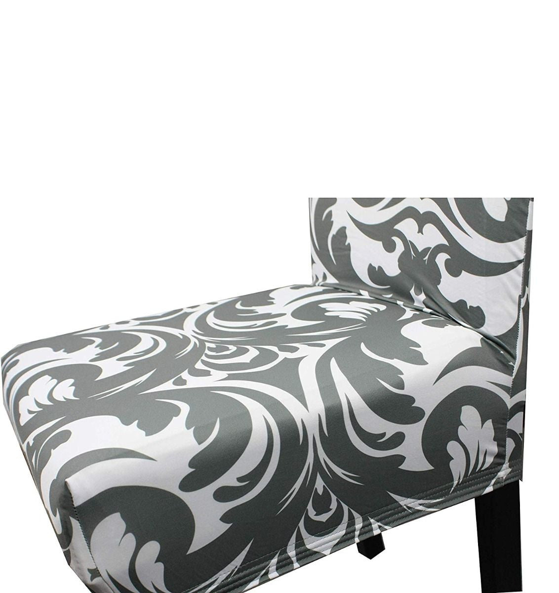 Short Spandex Floral Printed Chair Cover - Grey (Design 5)
