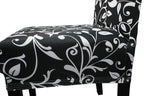 Short Spandex Floral Printed Chair Cover - Black (Design 6)