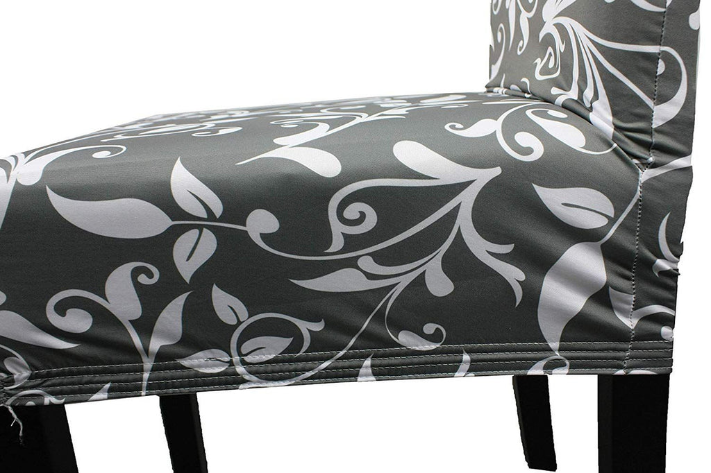 Short Spandex Floral Printed Chair Cover - Grey (Design 6)