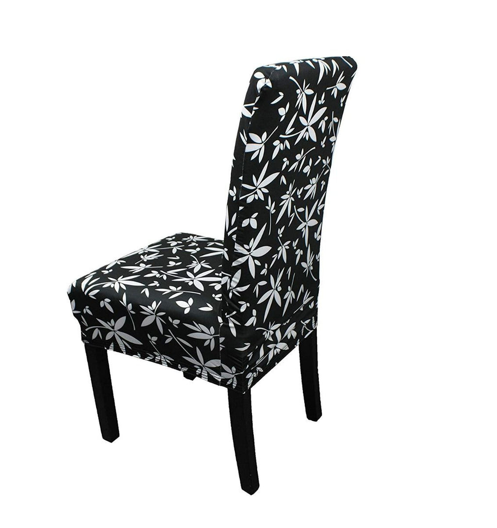 Short Spandex Floral Printed Chair Cover - Black (Design 7)