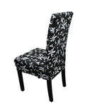 Short Spandex Floral Printed Chair Cover - Black (Design 7)