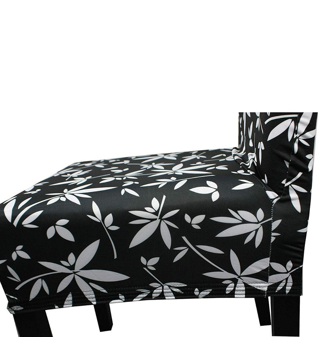 Short Spandex Floral Printed Chair Cover - Black (Design 7)