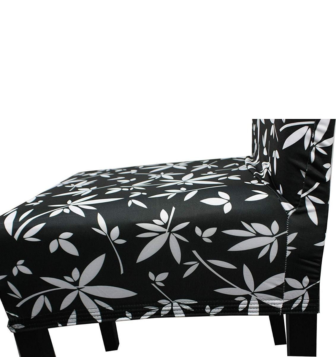 Short Spandex Floral Printed Chair Cover - Black (Design 7)