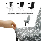 Short Spandex Floral Printed Chair Cover - Grey (Design 7)
