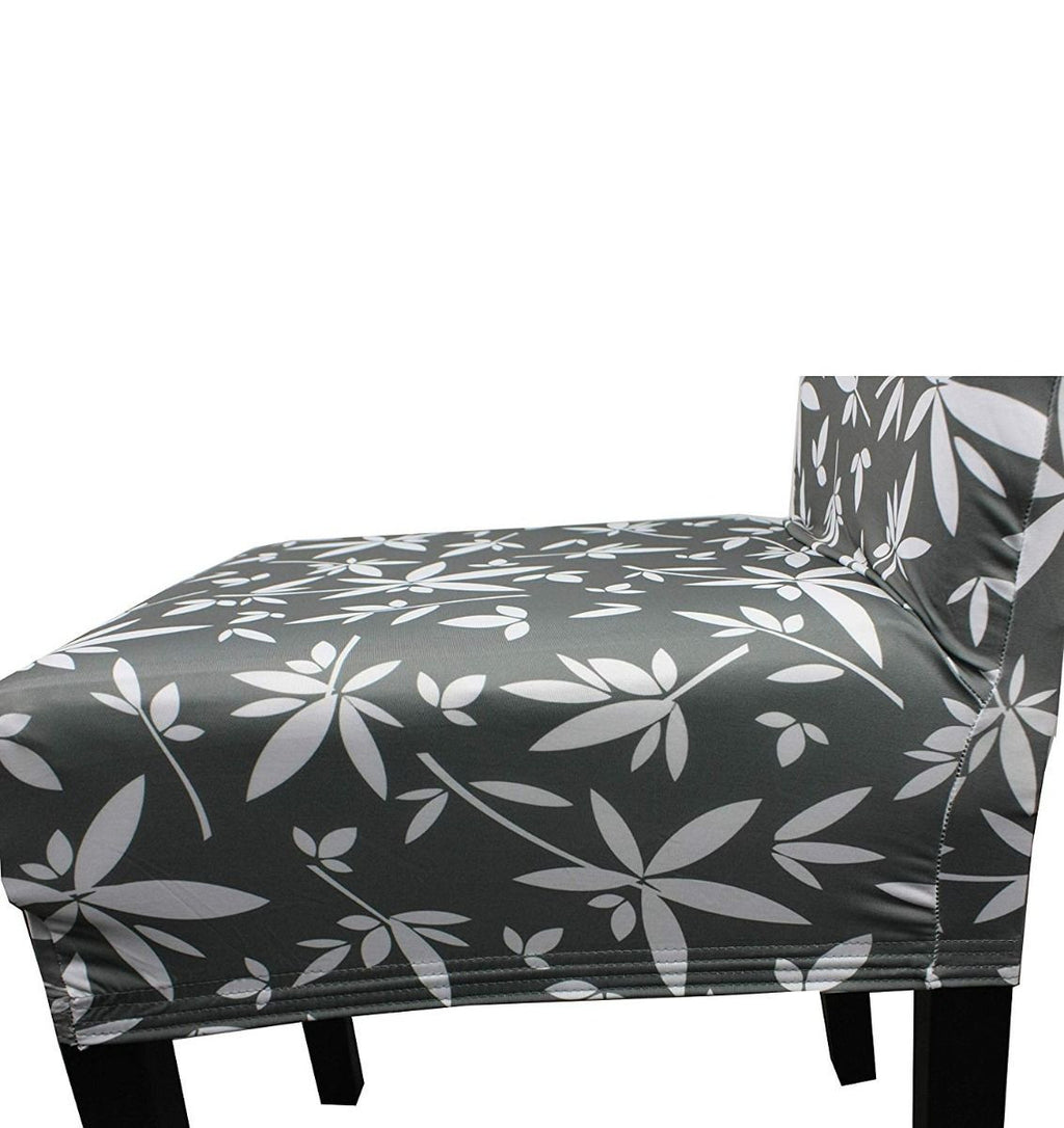 Short Spandex Floral Printed Chair Cover - Grey (Design 7)