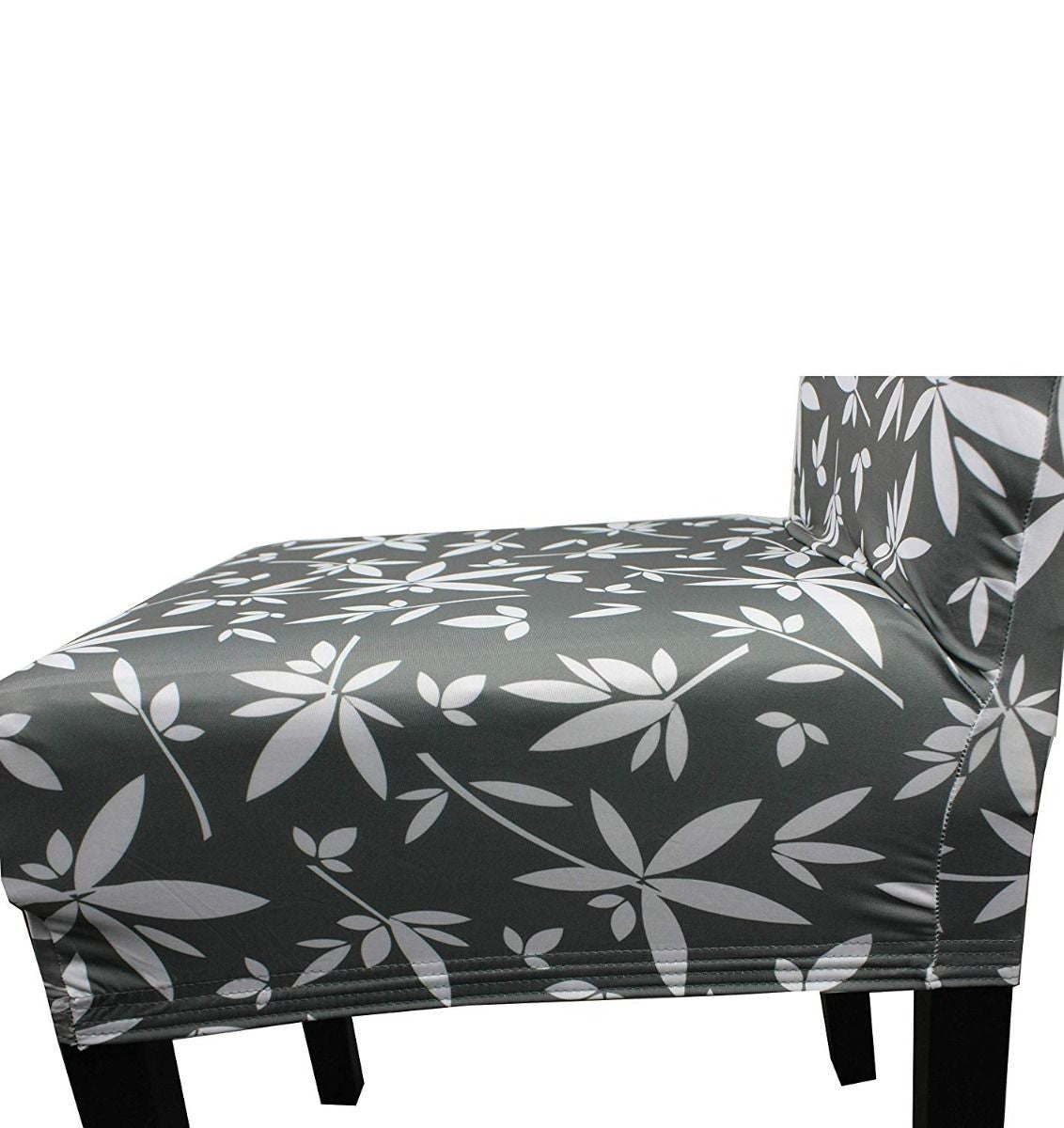 Short Spandex Floral Printed Chair Cover - Grey (Design 7)
