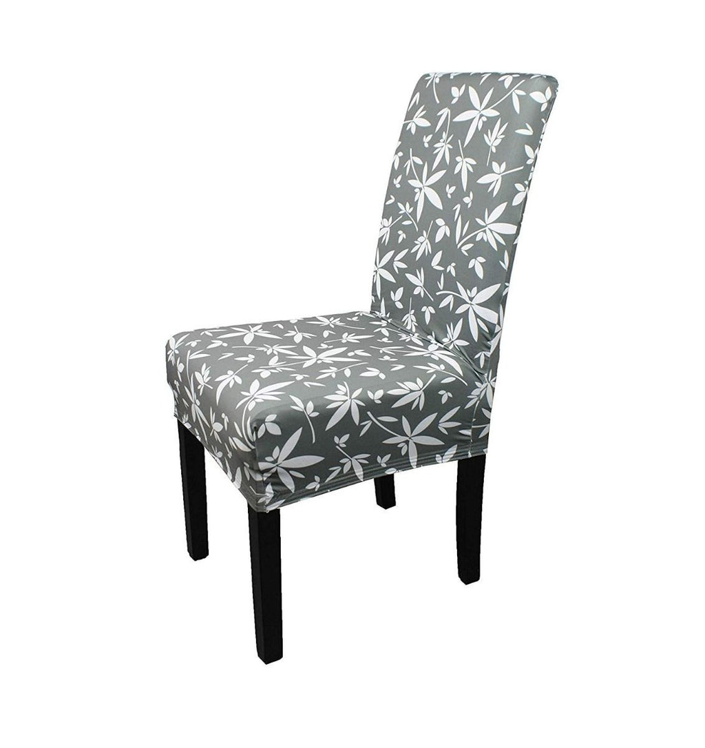 Short Spandex Floral Printed Chair Cover - Grey (Design 7)