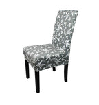 Short Spandex Floral Printed Chair Cover - Grey (Design 7)