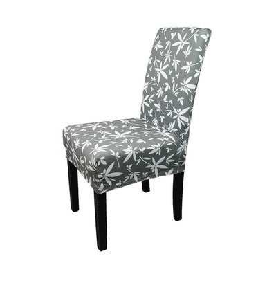Short Spandex Floral Printed Chair Cover - Grey (Design 7)