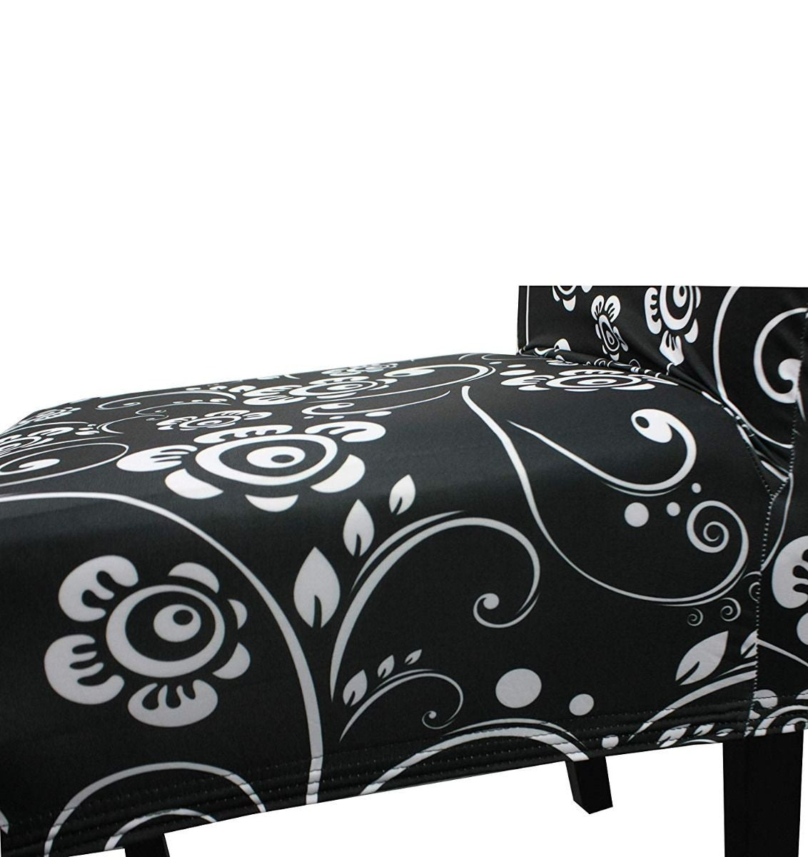 Short Spandex Floral Printed Chair Cover - Black (Design 8)
