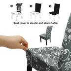 Short Spandex Floral Printed Chair Cover - Grey (Design 8)