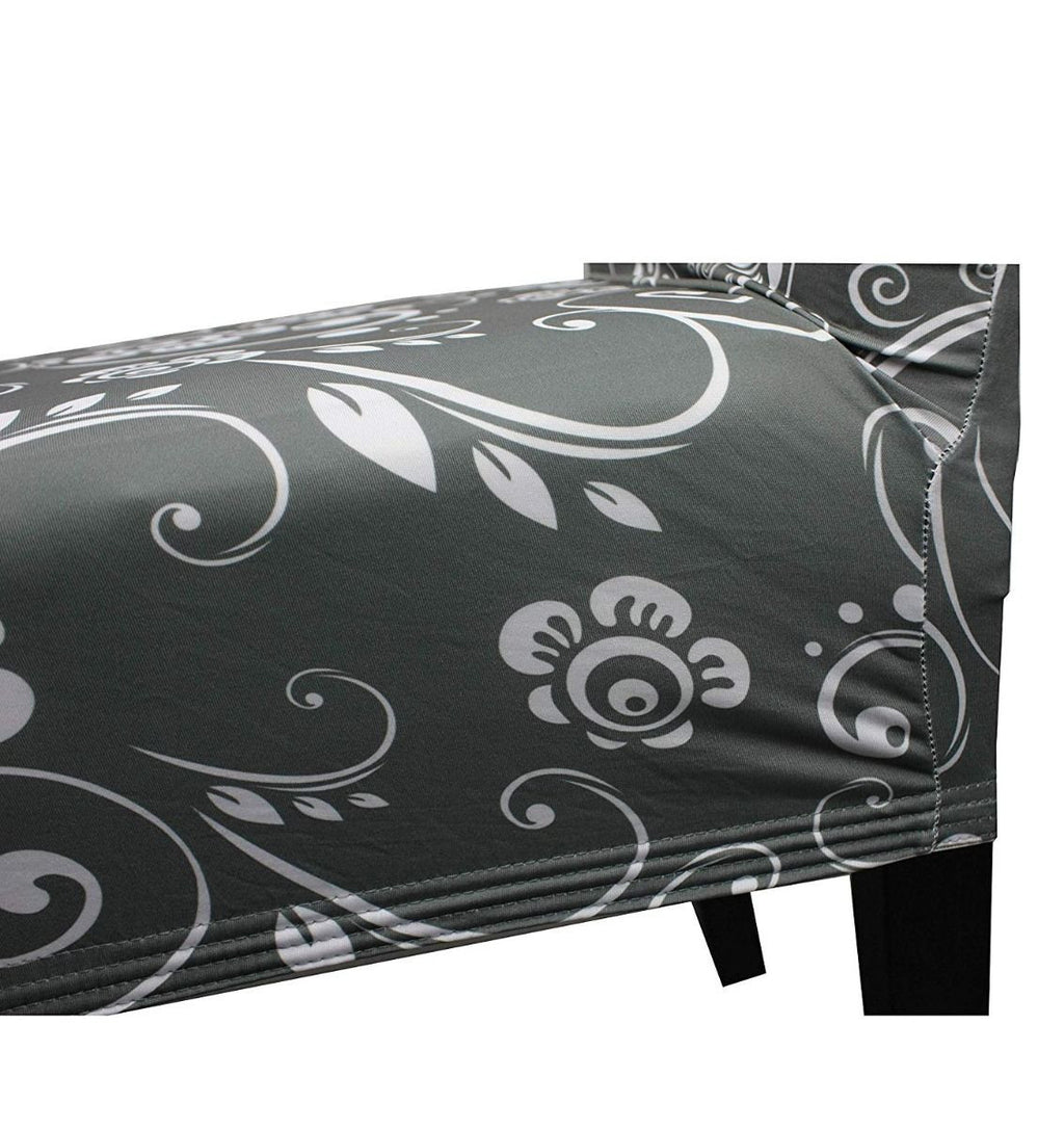 Short Spandex Floral Printed Chair Cover - Grey (Design 8)
