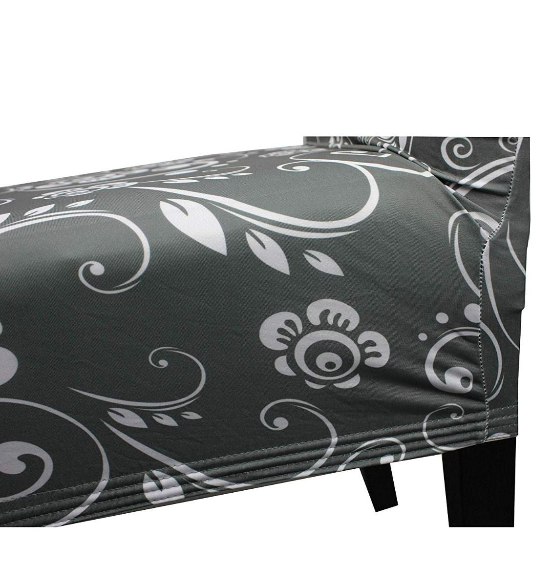 Short Spandex Floral Printed Chair Cover - Grey (Design 8)