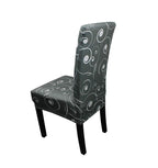 Short Spandex Floral Printed Chair Cover - Grey (Design 9)