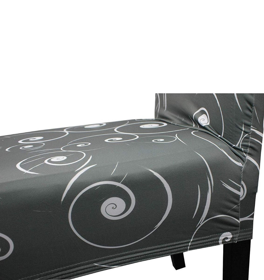 Short Spandex Floral Printed Chair Cover - Grey (Design 9)