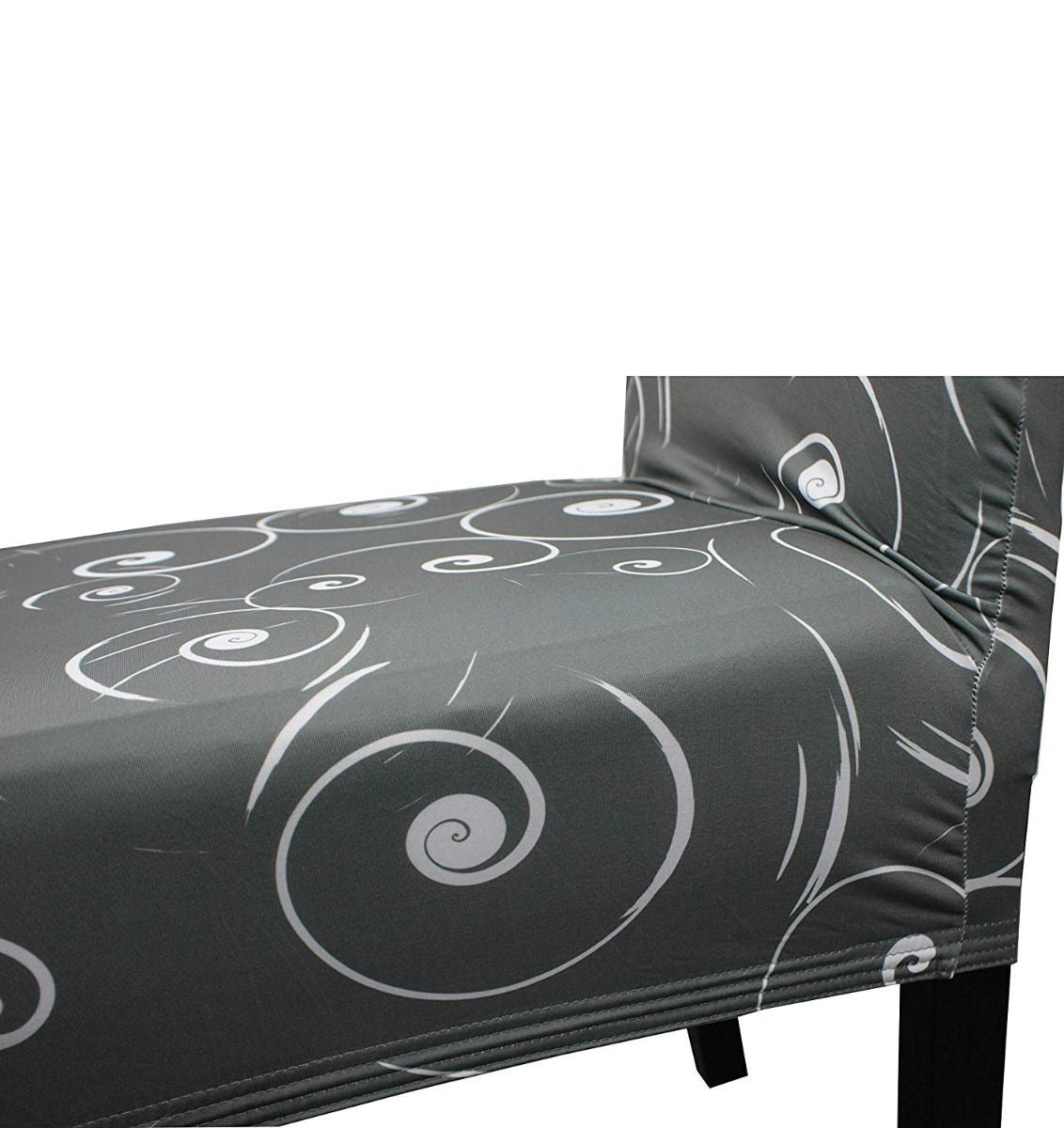 Short Spandex Floral Printed Chair Cover - Grey (Design 9)