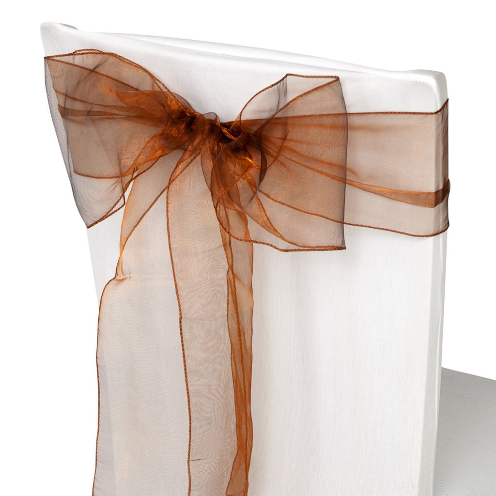 7" x 108" Organza Chair Sash - Chocolate