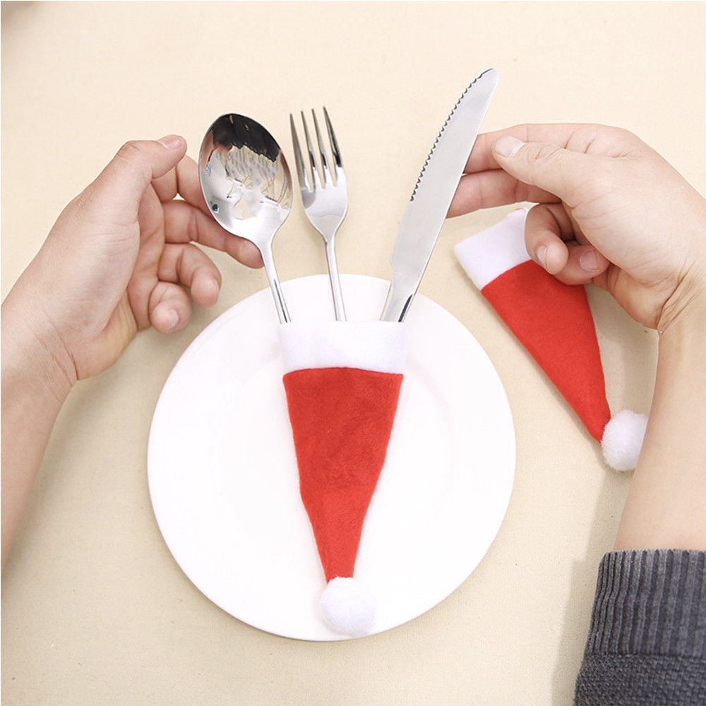 Santa Hats Cutlery Holder - 4pcs