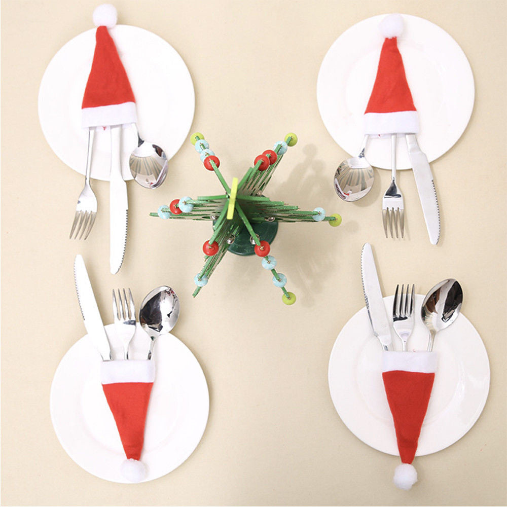 Santa Hats Cutlery Holder - 4pcs