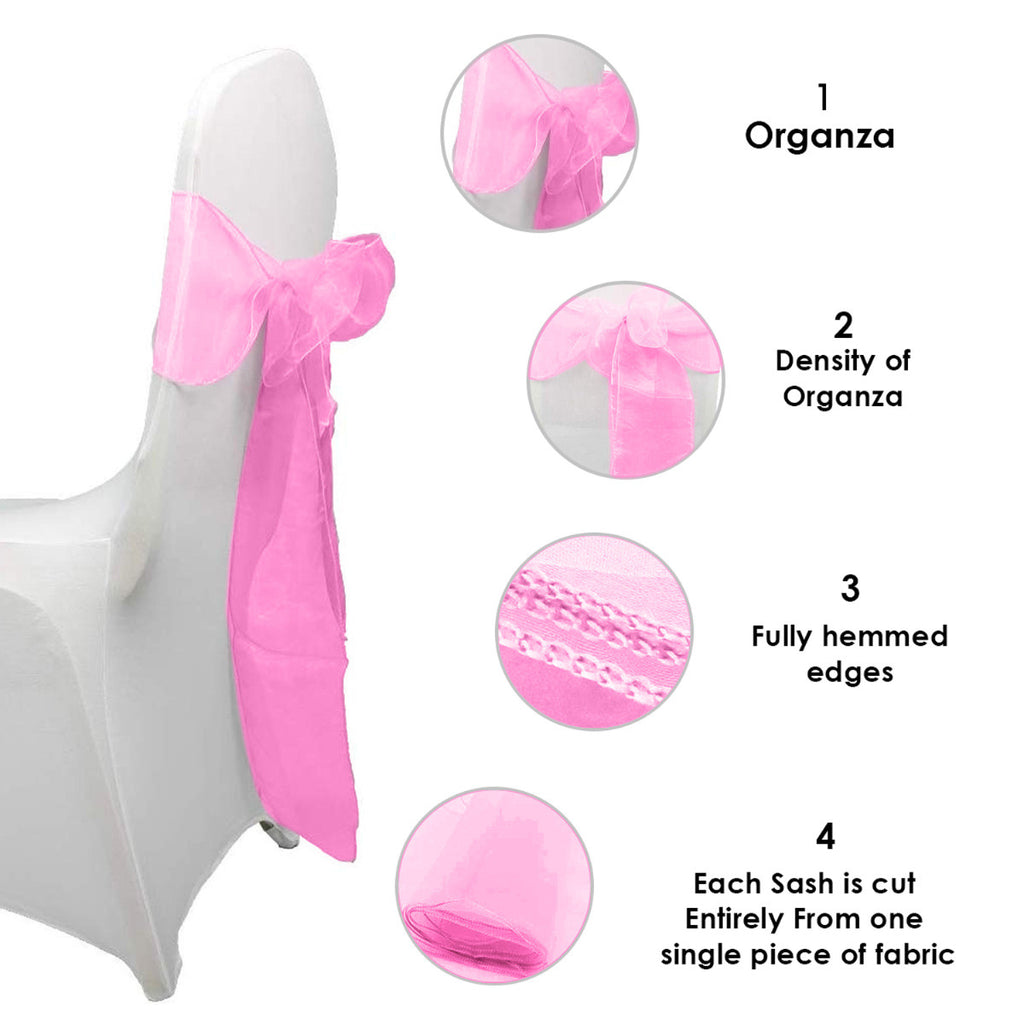 7" x 108" Organza Chair Sash - Bubblegum Pink