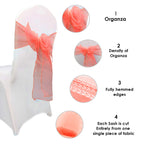 7" x 108" Organza Chair Sash - Coral Orange