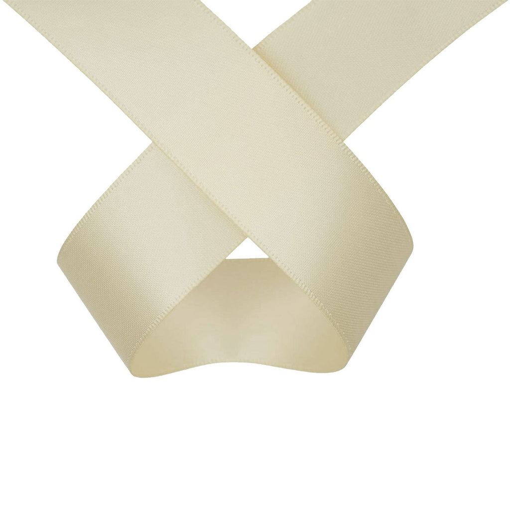 10m Double Sided Satin Ribbon - Cream
