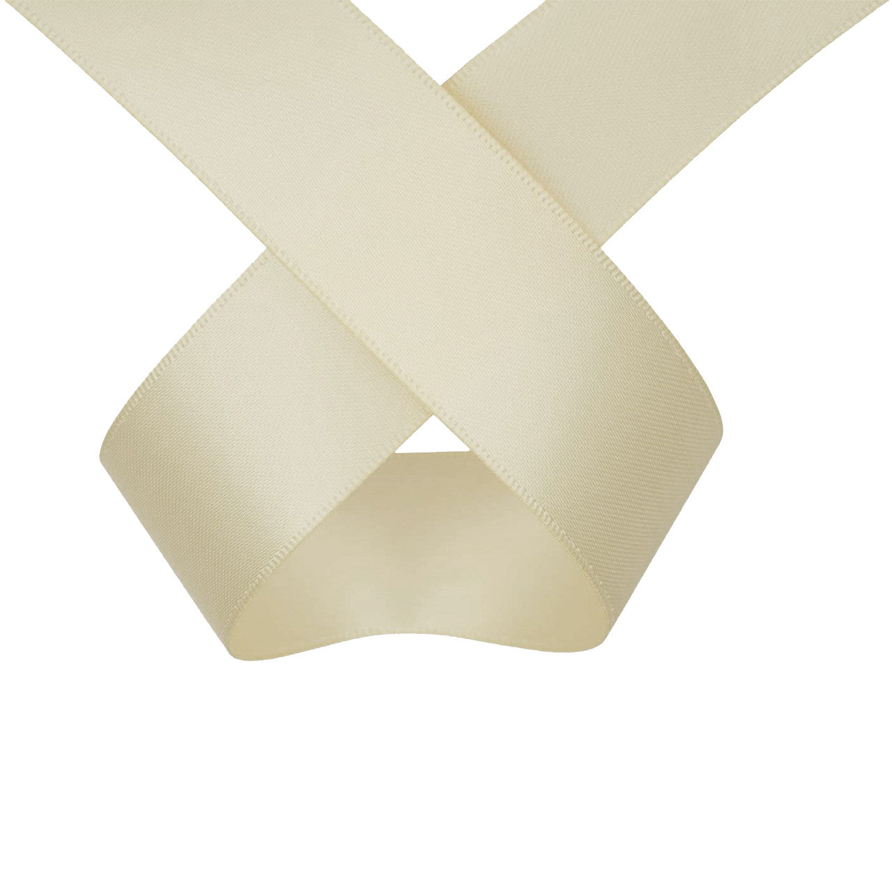 1m Double Sided Satin Ribbon-Cream