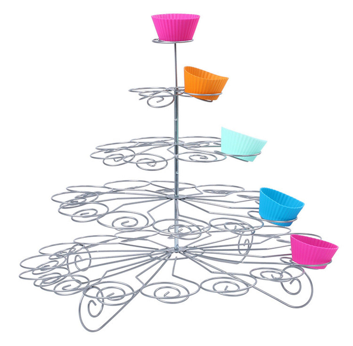 5-Tier Metal Tree Cupcake Stand with 41 Muffin Holder