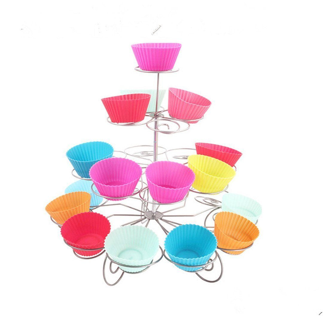 4-Tier Metal Tree Cupcake Stand with 23 Muffin Holder
