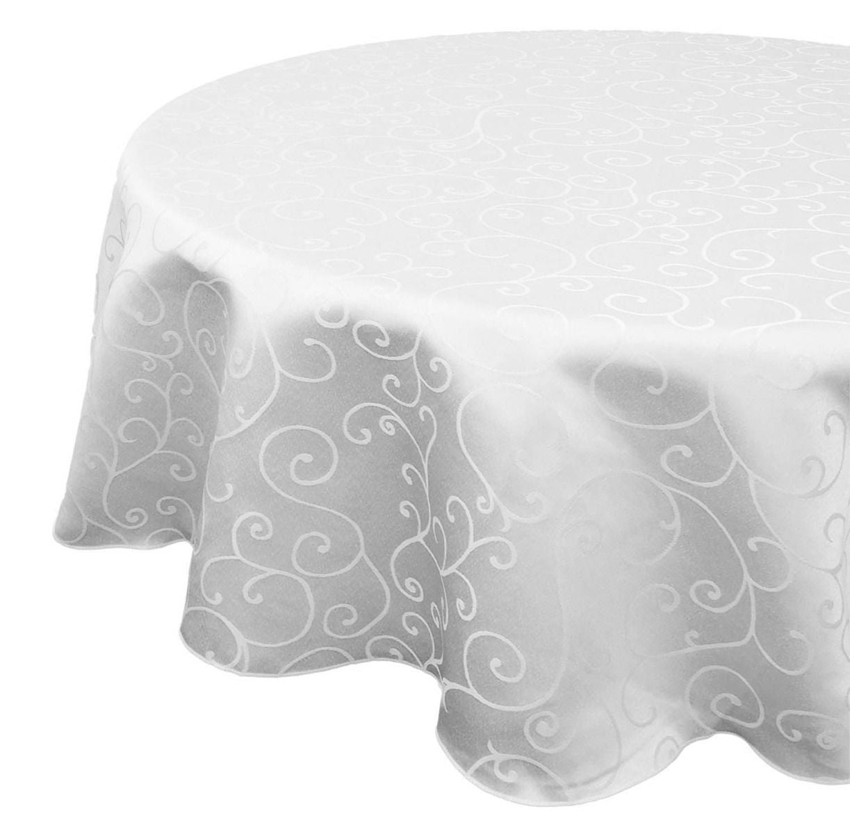 200GSM Round Damask Polyester Tablecloth - White