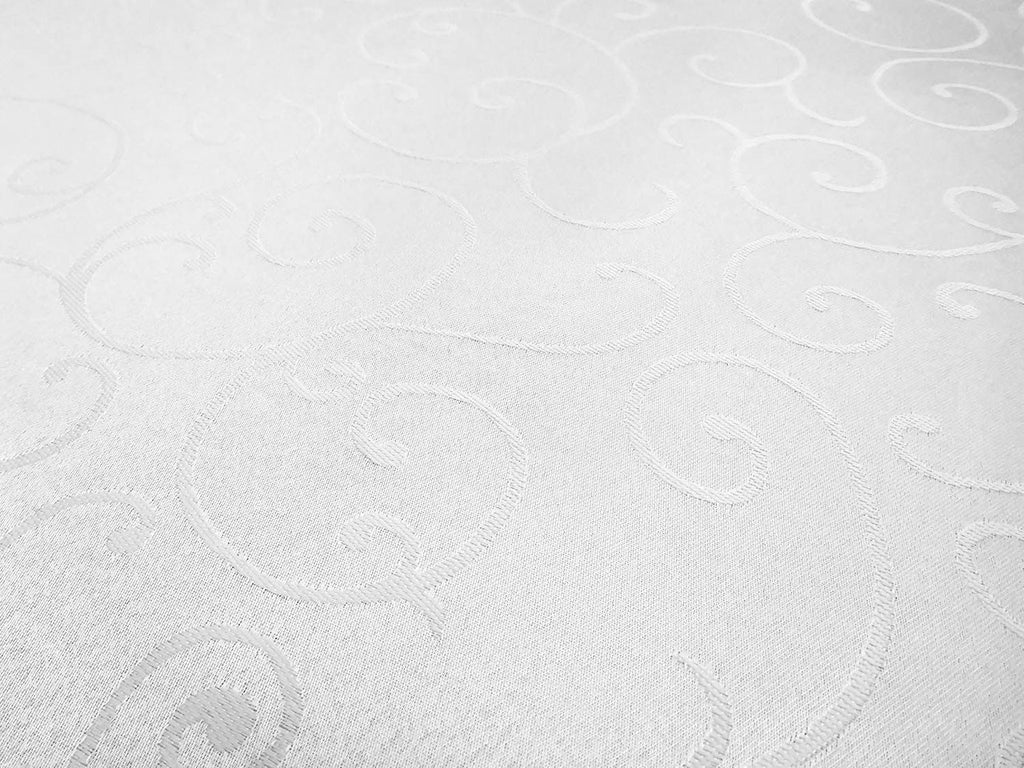 200GSM Round Damask Polyester Tablecloth - White