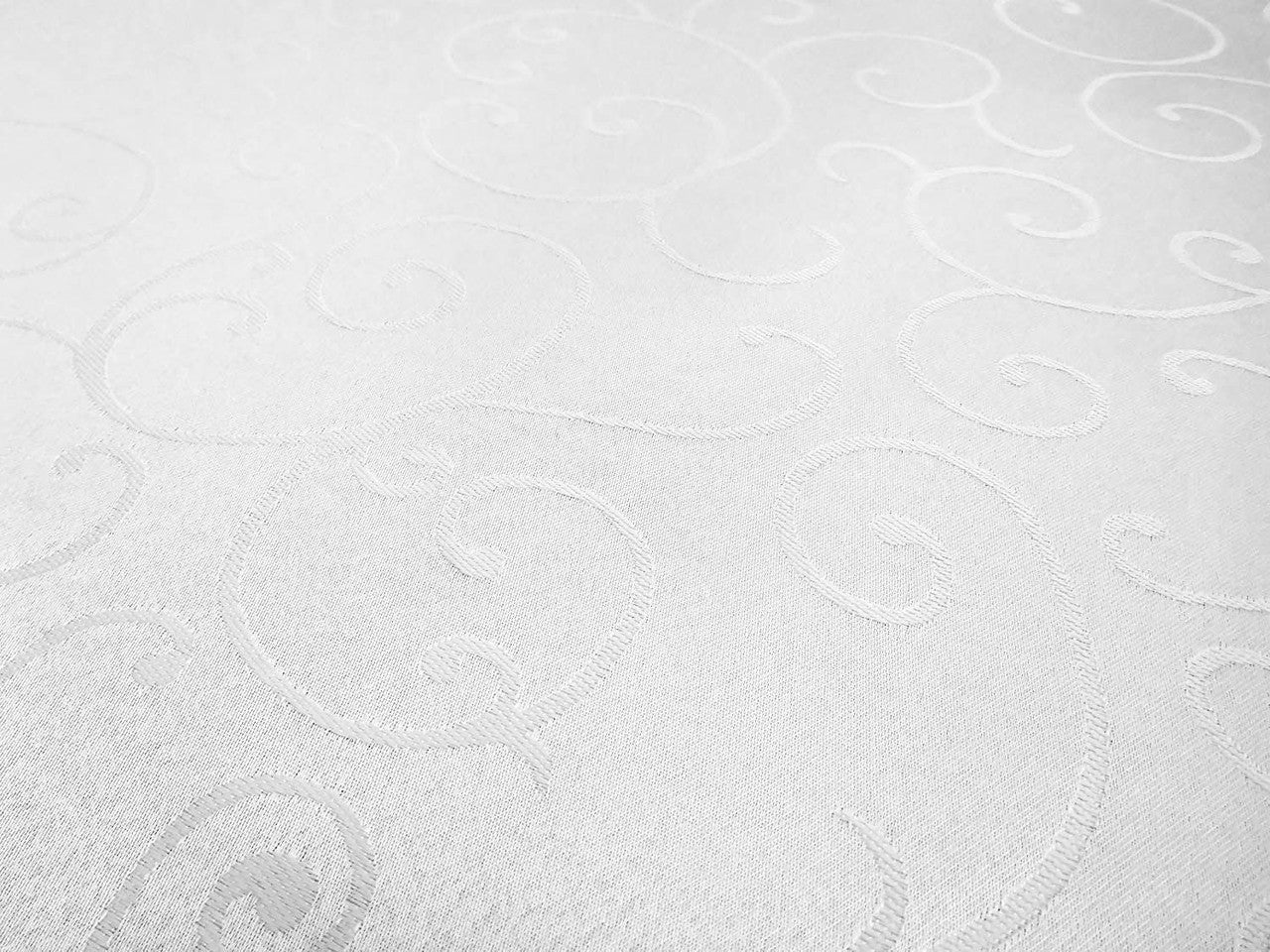 200GSM Round Damask Polyester Tablecloth - White