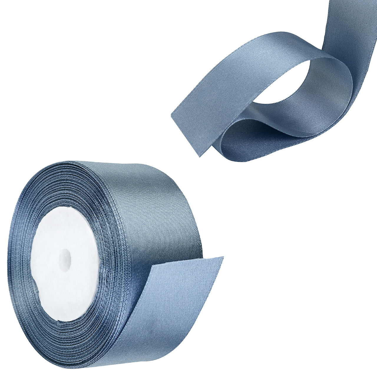 25m Double Sided Satin Ribbon - Dark Silver