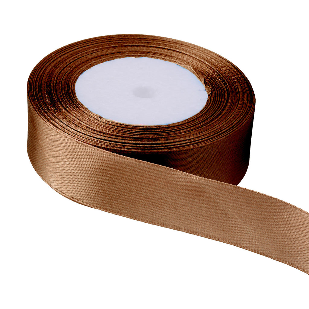 25m Double Sided Satin Ribbon - Brown