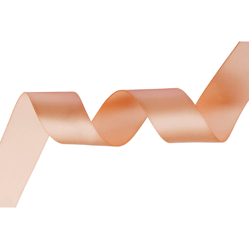 25m Double Sided Satin Ribbon - Peach