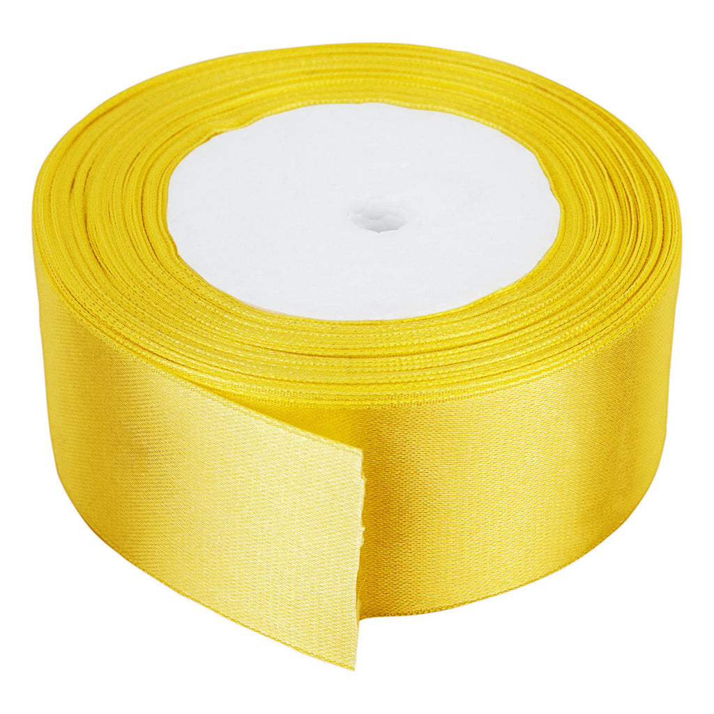 25m Double Sided Satin Ribbon - Yellow