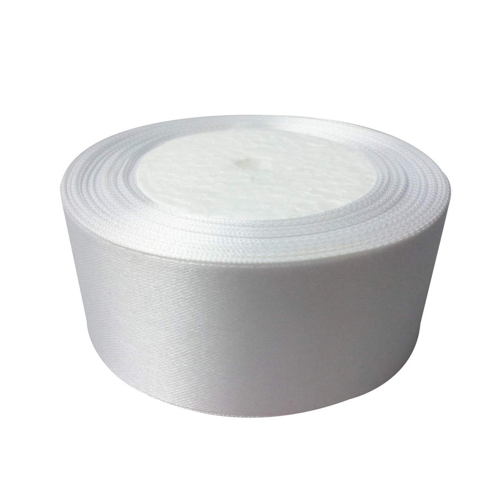 25m Double Sided Satin Ribbon - White