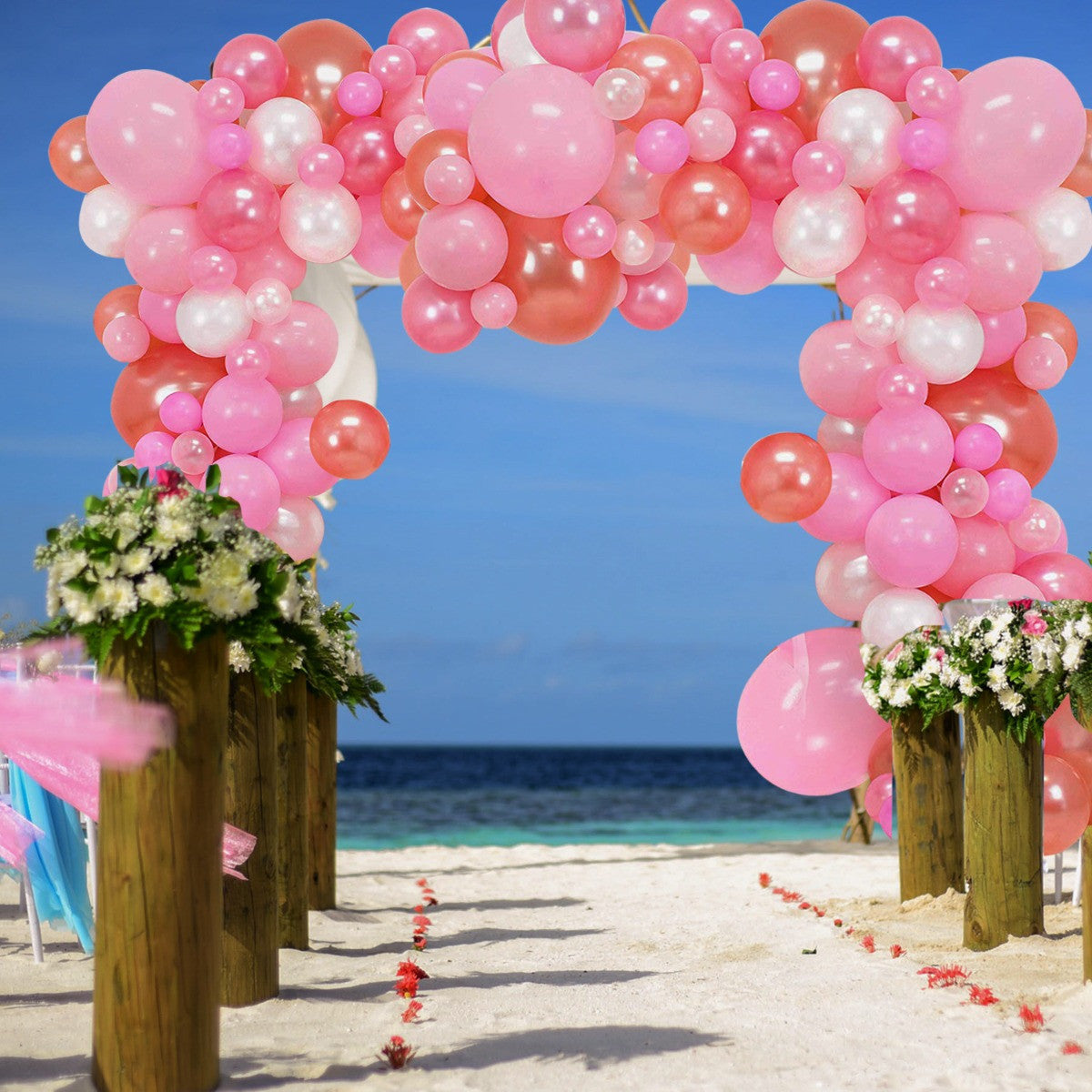 5m Latex Balloon Arch Kit - Baby Pink, White, 163pcs
