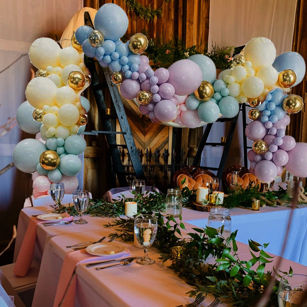 5m Latex Balloon Arch Kit - Assorted Pastels, Gold, 341pcs